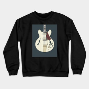 White Vintage Hollow Body Guitar Crewneck Sweatshirt